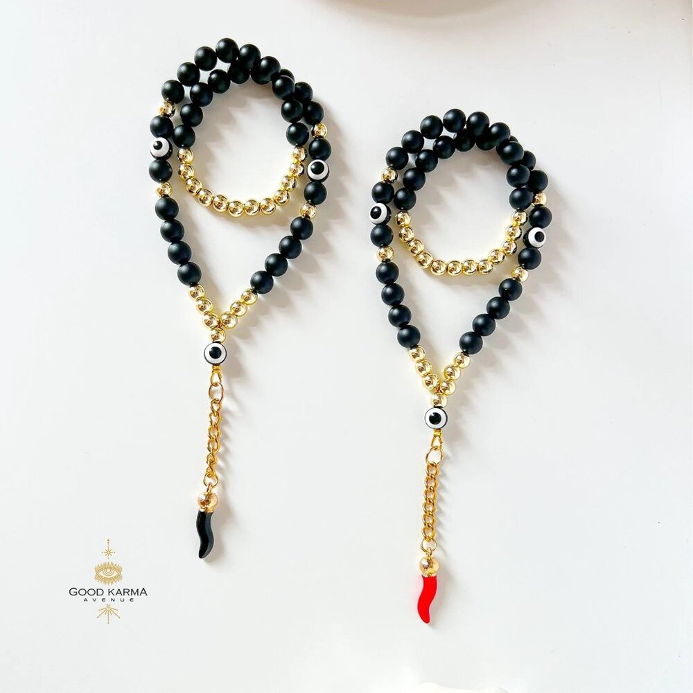 Italian Red Onyx Cornicello Charm for Car Mirror: Good Luck and Protection